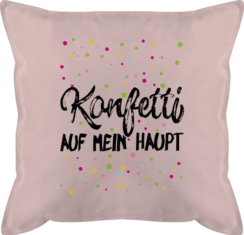 Shirtracer Kissen 50x50 - Karneval & Fasching - Konfetti auf Mein Haupt - schwarz - 50 x 50 cm - Hellrosa - köln kölsche 2023 lustiges und fasnacht für und. Koeln Karneval& Faschings rosenmontag von Shirtracer