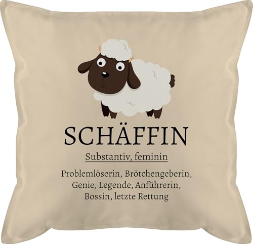 Shirtracer Kissen 50x50 - Kollegen - Schäffin substantiv | Cheffinnen Geschenk Chefin Wichtelgeschenk lustig | Geschenke Chefinnen 50 x 50 cm - Beige Natur - Kollege abschiedsgeschenk von Shirtracer