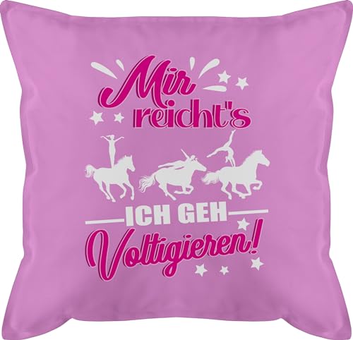 Shirtracer Kissen 50x50 - Pferde - Mir reicht's - Voltigieren - weiß/Fuchsia - 50 x 50 cm - Pink - sprüche mit reiten Pferd zubehör pferdeliebhaber Geschenk reitbedarf Reiter Geschenke pferdeartikel von Shirtracer