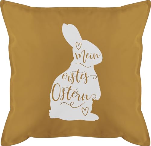 Kissen 50x50 - Osterkissen - Mein erstes Ostern - Hasen Silhouette - weiß - 50 x 50 cm - Gelb - hase männerkissen osterüberraschung erste kissenhülle osterideen besondere ostergeschenke osterm von Shirtracer