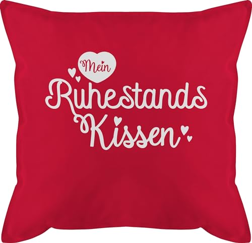 50x50 - Rentner Deko Ruhestand Rente - Mein Ruhestands Kissen - 50 x 50 cm - Rot - abschiedsgeschenke kollegin abschied arbeitskollegin abschiedgeschenk für kollegen vorruhestand zur pensionierung von Shirtracer