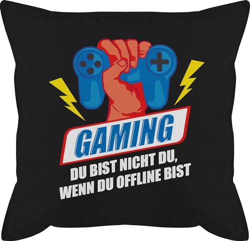 Shirtracer Kissen 50x50 - Statement - Gaming Du bist Nicht du wenn du offline bist weiß - 50 x 50 cm - Schwarz - Statements Gamer von Shirtracer