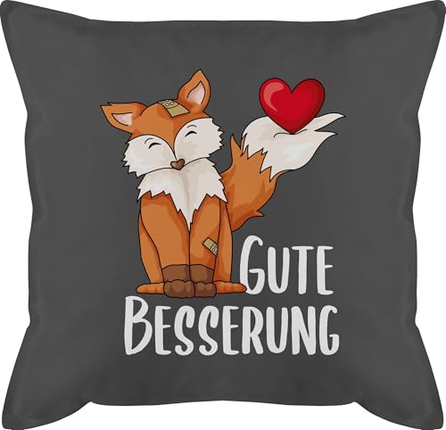 Kissen 50x50 - Statement - Gute Besserung Fuchs weiß - 50 x 50 cm - Grau - Statement-Kissen Statements schmusekissen kopfkissen schwarz sprüche männerkissen mit füllung von Shirtracer