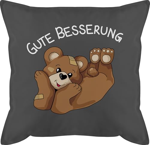 Kissen 50x50 - Statement - Gute Besserung liegender Bär weiß - 50 x 50 cm - Grau - Geschenke Statement-Kissen Statements männerkissen kopfkissen schwarz sprüche mit füllung bezug Kissen 50x50 - Statement - Gute Besserung liegender Bär weiß - 50 x 50 cm - Grau - Geschenke Statement-Kissen Statements männerkissen kopfkissen schwarz sprüche mit füllung bezug von Shirtracer