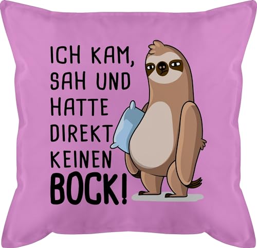 Shirtracer Kissen 50x50 - Statement - Hatte direkt keinen Bock - Faultier - 50 x 50 cm - Pink - zierkissen ich kam SAH sofakissen mit füllung Couch motivkissen Tiere Statements Faultiere kissenhülle von Shirtracer