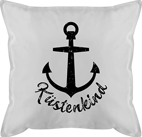 Shirtracer Kissen 50x50 - Statement - Küstenkind mit Anker - schwarz - 50 x 50 cm - Weiß - füllung maritim Statements küstenkinder männerkissen Maritime kissenbezüge schmusekissen Kissenbezug von Shirtracer