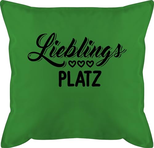 Kissen 50x50 - Statement mit Sprüchen - Lieblingsplatz - Lieblingsort - 50 x 50 cm - Grün - grau spruch mein männerkissen und fuellung sprüche aufschrift bezug sofakissen spruechen zierkissen von Shirtracer