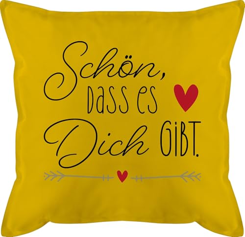 Shirtracer Kissen 50x50 - Valentinstag Partner Ideen - Schön DASS es Dich gibt - 50 x 50 cm - Gelb - Geschenke Jahrestag Geschenk Fuer ihn walentinstag Freundin mit füllung euch lieblingskissen Liebe von Shirtracer