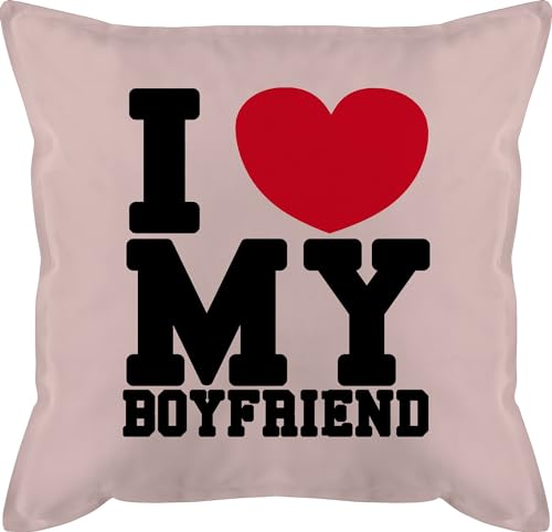 Kissen 50x50 - Valentinstag Partner Ideen - I love my Boyfriend - Ich liebe meine Freund Geschenk Love my BF - 50 x 50 cm - Hellrosa - valtentinsgeschenk vaöentinsgeschenk valtentinstagsgeschenk von Shirtracer