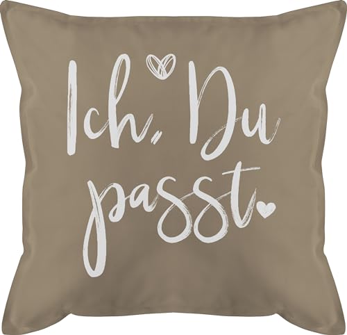 Kissen 50x50 - Valentinstag Partner Ideen - Ich Du Passt - 50 x 50 cm - Beige - valentines geschenk mit füllung valentinstagsgeschenk kopfkissen valentinsgeschenk kissen. valentinsday valentienstag von Shirtracer