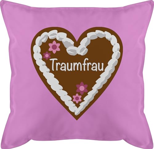 Kissen 50x50 - Valentinstag Partner Ideen - Lebkuchenherz Traumfrau - 50 x 50 cm - Pink - valentines day geschenk für schatz valwntinstagsgeschenk jahrestagsgeschenk geschenke lebenspartner von Shirtracer