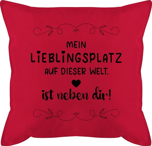 Kissen 50x50 - Partner Ideen - Lieblingsplatz - Geschenk Valentinstag Freundin Frau Sie Weihnachts-Geschenk Liebe Mann Ihn - 50 x 50 cm - Rot - vallentinstaggeschenk mein bei dir jahrestag fuer von Shirtracer