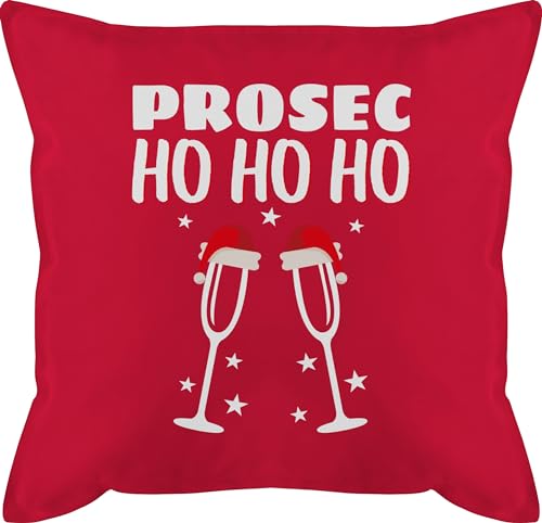 Kissen 50x50 - Weihnachtskissen Christmas Geschenke - Prosec Ho Ho Ho - 50 x 50 cm - Rot - weinachten prosecco weihnachten geschenk x-mas merry mas frohe fur für arbeitskollegen mit füllung von Shirtracer