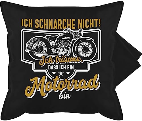 Shirtracer Kissenbezug - Statement Kissen mit Sprüchen - Ich schnarche Nicht ich träume DASS ich EIN Motorrad Bin weiß bunt - 50 x 50 cm - Schwarz - kuschelkissen Spruch sprüche wäre motivkissen von Shirtracer