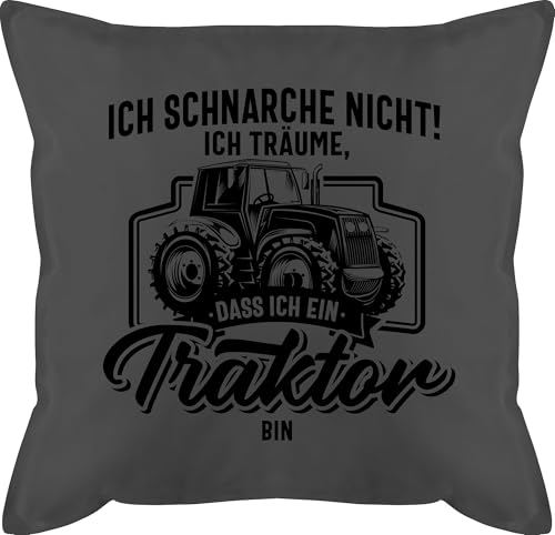 Kissen 50x50 - Traktoren - Ich schnarche nicht ich träume dass ich ein Traktor bin I Geschenk Trecker Fan - 50 x 50 cm - Grau - traktorkissen geschenke für traktorfans landwirt schnarch sofakissen von Shirtracer