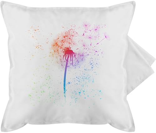 Shirtracer Kissenbezug - Blumen & Pflanzen - Kissen - Regenbogen Pusteblume Geschenk Rainbow Löwenzahn Pride Geschenke LGBTQ I - 50 x 50 cm - Weiß von Shirtracer