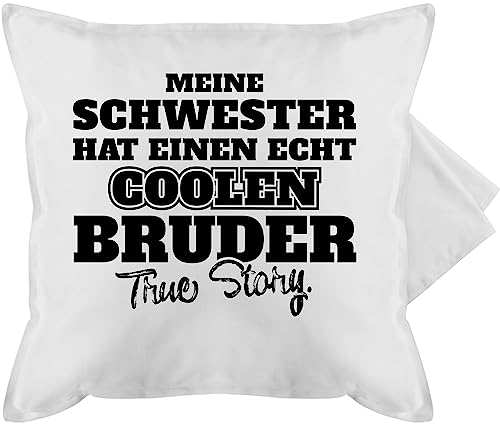 Shirtracer Kissenbezug - Kissen - Meine Schwester hat einen echt coolen Bruder - 50 x 50 cm - Weiß - Kissen, Geschenk Geschenke für brüder zu sprüche den Weihnachten von seinen Bester Geschwister von Shirtracer