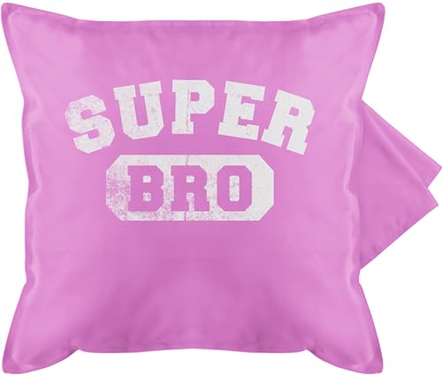 Kissenbezug - Kissen - Super Bro Bruder Geschenk Geschenkidee Brother Weihnachten - 50 x 50 cm - Pink - Geschenke für brüder sprüche Bester zu den lustig Geburtstag seinen fur Best von Shirtracer