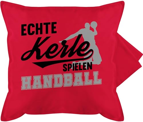 Shirtracer Kissenbezug - Deko Kissen Hobby - Echte Kerle Spielen Handball schwarz/grau - 50 x 50 cm - Rot von Shirtracer