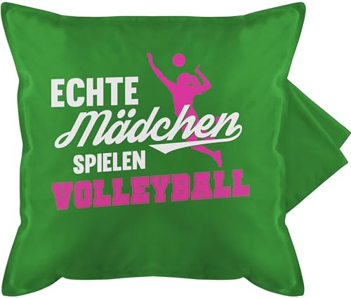 Shirtracer Kissenbezug - Deko Kissen Hobby - Echte Mädchen Spielen Volleyball weiß/Fuchsia - 50 x 50 cm - Grün von Shirtracer