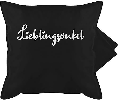 Shirtracer Kissenbezug - Deko Kissen Onkel - Lieblingsonkel Schriftzug weiß - 50 x 50 cm - Schwarz - Geschenk von Shirtracer