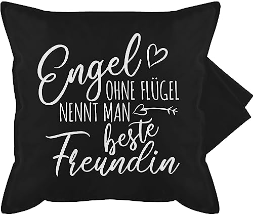 Shirtracer Kissenbezug - Engel ohne Flügel nennt Man Beste Freundin - 50 x 50 cm - Schwarz - Freundinnen Geschenke kissenhülle Freundschaft Geschenk für Geburtstag schöne Fuer Ideen von Shirtracer