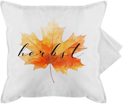 Shirtracer Kissenbezug - Halloween - Kissen - Herbstliches Blatt mit Herbst Schriftzug - 50 x 50 cm - Weiß - kopfkissen bezug Spooky Season blätter kissenbezüge Polster Motiv Shirtracer Kissenbezug - Halloween - Kissen - Herbstliches Blatt mit Herbst Schriftzug - 50 x 50 cm - Weiß - kopfkissen bezug Spooky Season blätter kissenbezüge Polster Motiv von Shirtracer