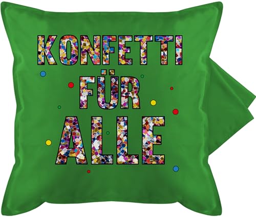 Kissenbezug - Karneval & Fasching - Kissen - Konfetti für Alle I - 50 x 50 cm - Grün - karnevalskissen Fasching- karnevalsmotiv sofakissen mit Carnevale Cushion Cover Karnevals Faschings von Shirtracer