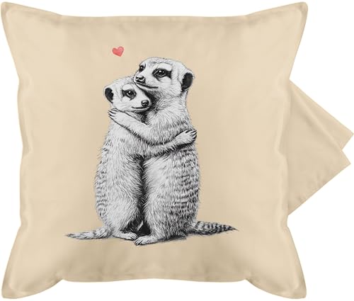 Shirtracer Kissenbezug - Kissen - Ich Liebe Dich Geschenke Erdmännchen Paar Geschenk Pärchen Geschenke Liebe I Paare Geschenk - 50 x 50 cm - Beige Natur - mit von Shirtracer