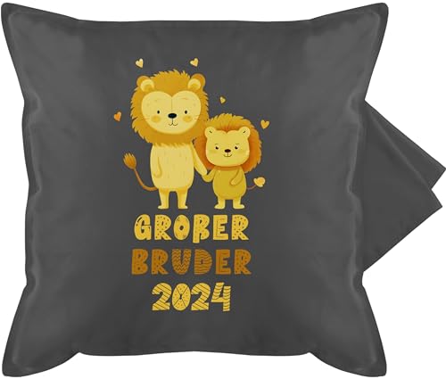 Shirtracer Kissenbezug - Kissen - Ich werde großer Bruder 2024 Löwen - 50 x 50 cm - Grau - große brüder Geschenk Big bro grosser Geschenke für großen Grosse großer+Bruder 2025 2023 größeren von Shirtracer