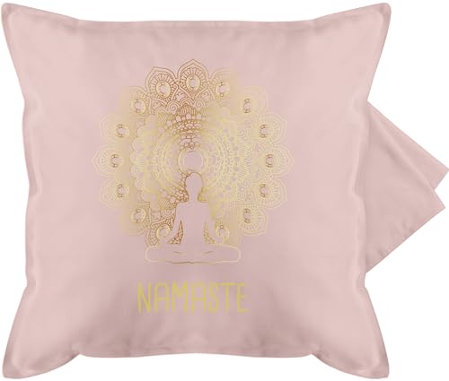 Shirtracer Kissenbezug - Kissen - Namaste Yoga Chakra Mandala - 50 x 50 cm - Hellrosa - Joga Geschenke Fans kissenhülle Meditation für Alles von Shirtracer