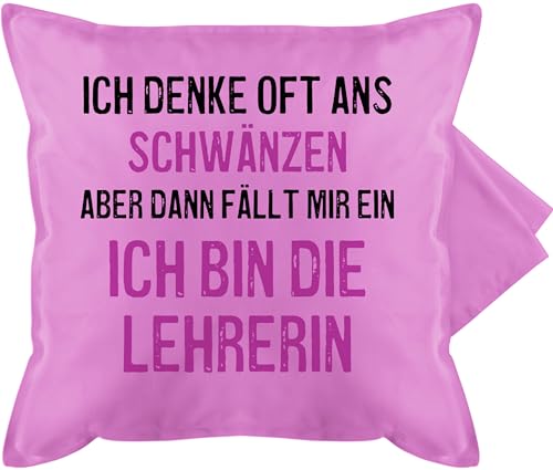 Kissenbezug - Lehrerin - Kissen - Ich denke oft ans schwänzen - 50 x 50 cm - Pink - lehrerinnen Geschenk Schule Teacher an klassenlehrerin schwanzen für eine schwaenzen Geschenke zum Abschied von Shirtracer