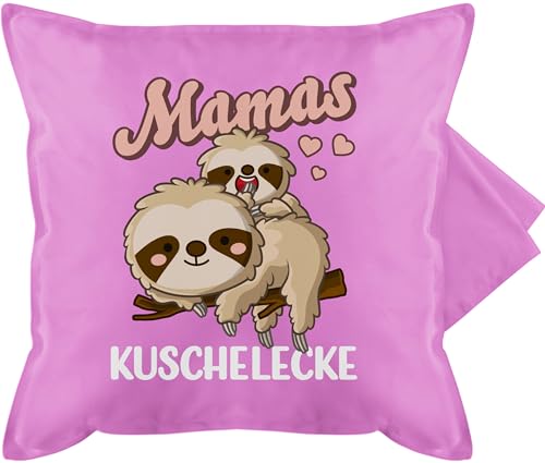 Shirtracer Kissenbezug - Mama - Mamas Kuschelecke mit süßem Faultier - 50 x 50 cm - Pink - Mami Geschenk Mutter Tags Geschenke für mütter zum Muttertag die Tag besten gesxhenk schöne von Shirtracer