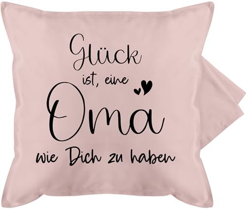 Kissenbezug - Großmutter - Glück ist, eine Oma wie Dich zu haben - 50 x 50 cm - Hellrosa - grandmas ist geschenk kissen für omis geschenke oma. beste omi groseltern omas weimachtsgeschenke granny von Shirtracer