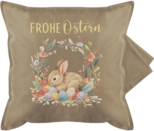 Kissenbezug - Osterkissen - Frohe Ostern Niedlicher Osterhase Osterüberraschung Ostern Mitbringsel Ostern Mini Geschenke - 50 x 50 cm - Beige - ostergeschenke für großeltern oster kleinigkeit von Shirtracer