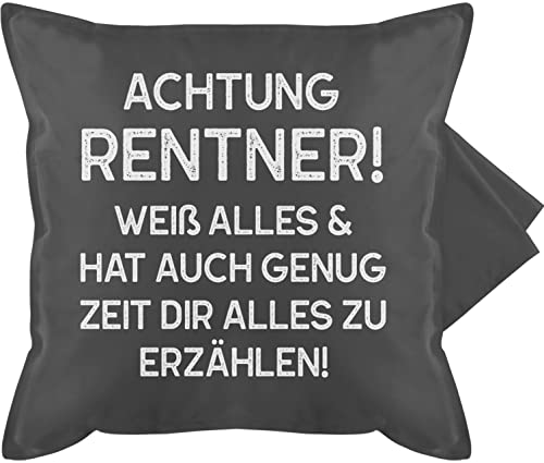 Shirtracer Kissenbezug - Deko Kissen Ruhestand Rente - Achtung Rentner - 50 x 50 cm - Grau - Pension 2022 für pensionäre kollegen Abschied zur pensionierung rentenbeginn sprüche 2023 Bin in der von Shirtracer