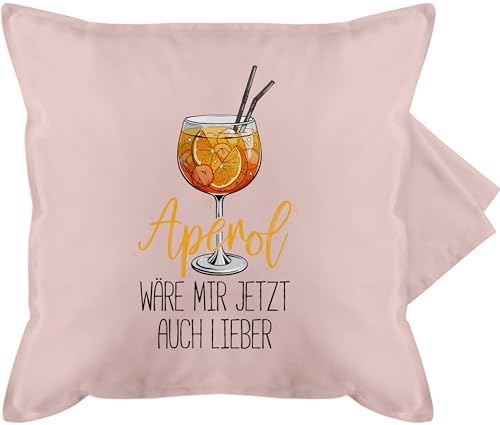 Shirtracer Kissenbezug - Statement - Aperol wäre Mir jetzt auch Lieber - Lustige Geschenke Aperol - 50 x 50 cm - Hellrosa - Statements Spritz Logo Kissen Ware kissenbezüge Cocktail sprüche von Shirtracer