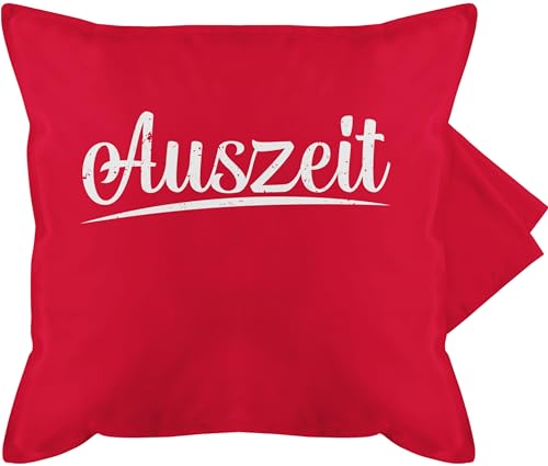 Kissenbezug - Statement - Auszeit Vintage Effekt - weiß - 50 x 50 cm - Rot - kissenhülle pause kissen kuschelkissen kissenbezüge zierkissen gurli couch sofa statements relax kisse kissenhüllen von Shirtracer