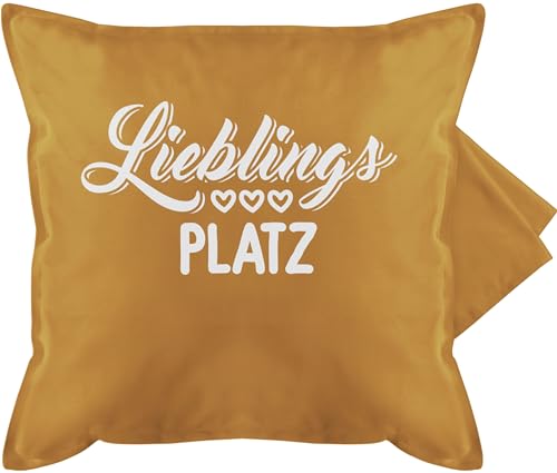 Kissenbezug - Statement Kissen mit Sprüchen - Lieblingsplatz - weiß - 50 x 50 cm - Gelb - an meinen mann spruch spruechen mein kissenhullen 50&50 lieblingsplatz+kissen für couch lustige sprüche von Shirtracer