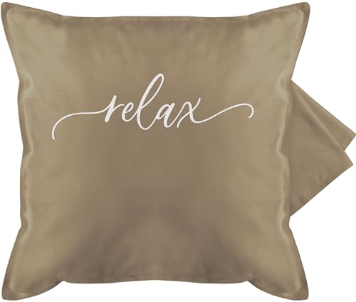 Shirtracer Kissenbezug - Statement - Relax Schriftzug weiß - 50 x 50 cm - Beige - Statements kissenhüllen kissenbezüge baumwollkissen Kissen kuschelkissen kissenhülle bezug von Shirtracer