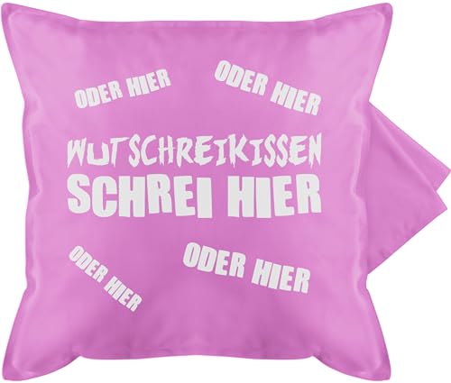 Shirtracer Kissenbezug - Statement - Wutschreikissen - schrei Hier - 50 x 50 cm - Pink - Schreie kissenhülle Statements schreien bezug schreikissen gegen Wut Kissen von Shirtracer