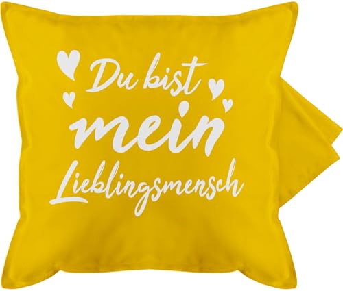 Kissenbezug - Valentinstag Partner Kissen Ideen - Du bist mein Lieblingsmensch - Herzmensch Herzens Mensch Geschenk Beste Freundin Geschenke Frauen Männer Kleine - 50 x 50 cm - Gelb - für sie von Shirtracer