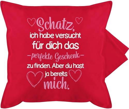 Shirtracer Kissenbezug - Valentinstag Kissen Ideen Finden Schatz - Geschenk Mann Geschenkideen zum Valentinstagsgeschenk Frauen Partner Geschenk Ihn Sie Ihn - 50 x 50 cm - Rot - Liebe von Shirtracer