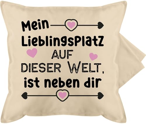 Shirtracer Kissenbezug - Valentinstag Partner Kissen Ideen - Mein Lieblingsplatz auf Dieser Welt ist neben Dir - Liebe Geschenk für Frauen Männer Verliebt Ihn Sie - 50 x 50 cm - Beige Natur von Shirtracer