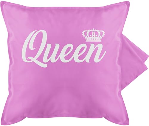 Kissenbezug - Valentinstag Partner Kissen Ideen - QUEEN weiß - 50 x 50 cm - Pink - 14 februar valetinstag valentine's day pärchen valentingstag valentins valentinstsgsgeschenk liebes liebesspruch von Shirtracer