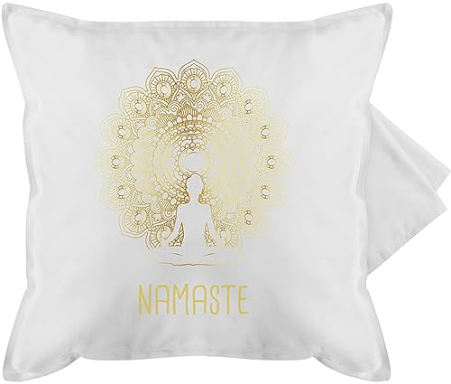Shirtracer Kissenbezug - Kissen - Namaste Yoga Chakra Mandala - 50 x 50 cm - Weiß - Joga Fans kissenhülle Meditation für Geschenke Alles von Shirtracer