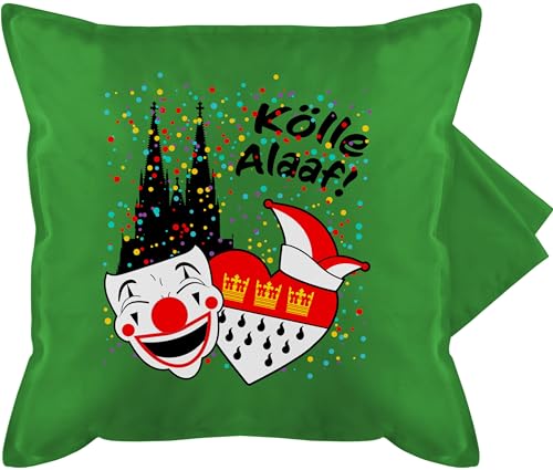 Shirtracer Kissenbezug - & Fasching - Kissen - Kölle Alaaf Kostüm Köln Karneval Wappen I Jeck Rut Wiees I Narren I Kölsche Jecken - 50 x 50 cm - Grün - karnevalskissen Fasching- Dom sofakissen mit von Shirtracer