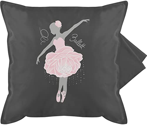 Shirtracer Kissenbezug - Deko Kissen Hobby - Ballerina - grau/rosa - 50 x 50 cm - Grau - Ballett von Shirtracer