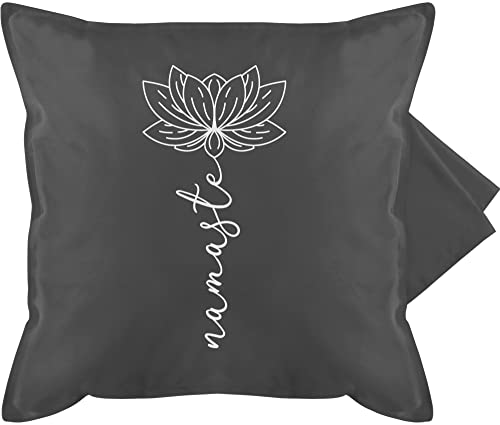 Kissenbezug - Dekoration Kissen - Namaste Lotusblüte Yoga Chakra - 50 x 50 cm - Grau - Lotus blüte do Your Yoga+sprüche blüten und Wellness Symbol mit Blumen kissenhülle Spiritual lotusbluete von Shirtracer