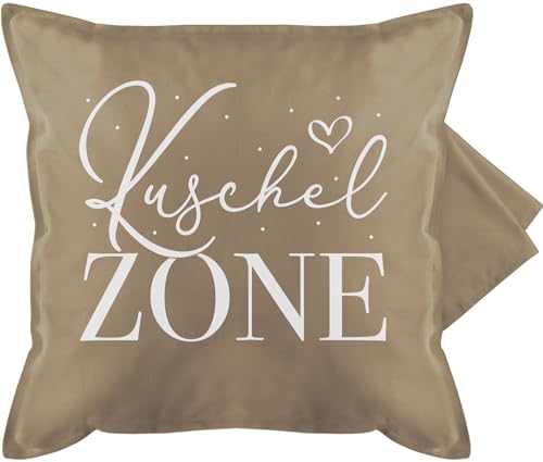 Kissenbezug - Valentinstag Partner Kissen Ideen - Kuschelzone - weiß - 50 x 50 cm - Beige - san valentin geschenk vslentinsgeschenke walentinstagsgeschenk valtentinsgeschenk vaöentinsgeschenk von Shirtracer